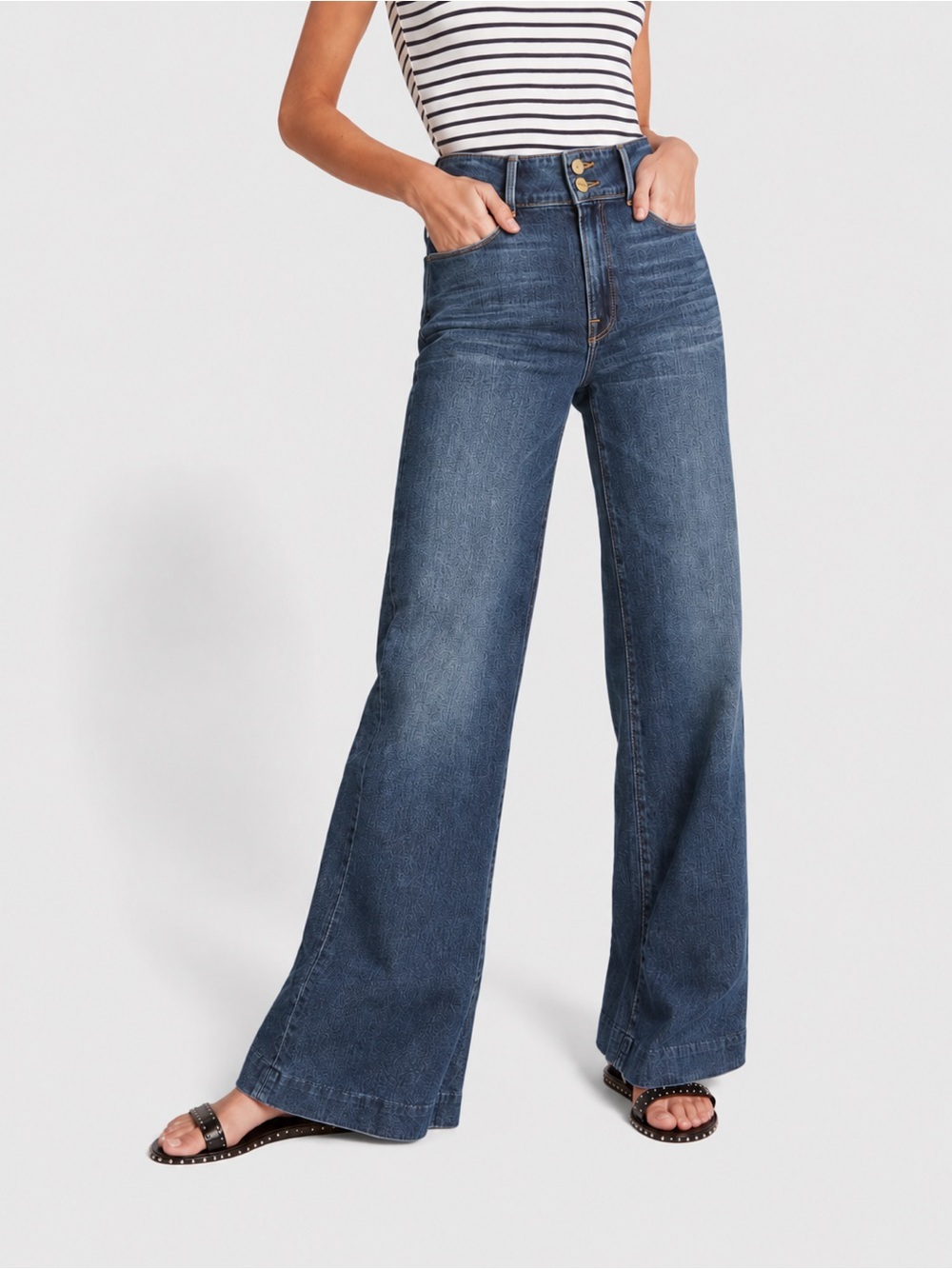 goop x Frame Slim Palazzo Wide-Leg/Flare Jeans Montauk Wash Size 31